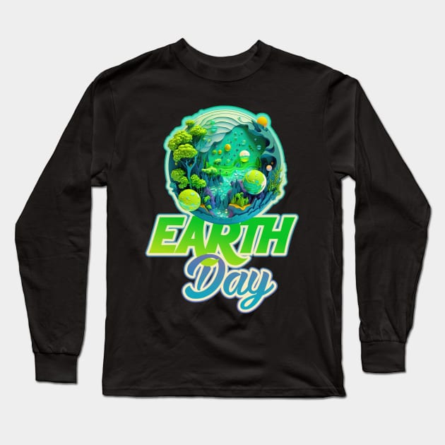 Earth Day Marble 2023 Long Sleeve T-Shirt by DanielLiamGill